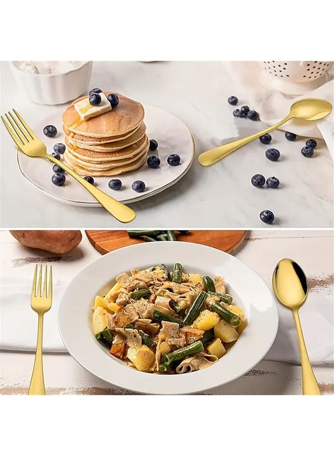 Golden Stainless Steel Spoon And Fork Set 6 Pieces Kitchen Utensils For Home Hotel Restaurant - Image 5